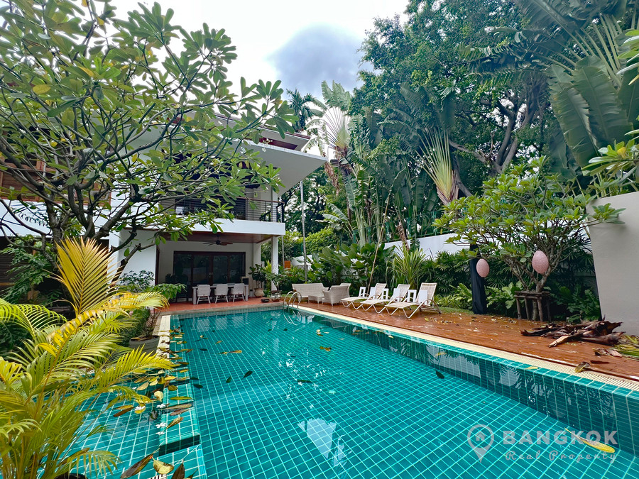 SALE ขายบ้านเดี่ยวสไตล์รีสอร์ทพร้อมสระว่ายน้ำส่วนตัว อุดมสุข Udomsuk Resort Stye 4+1 Bed house with private pool